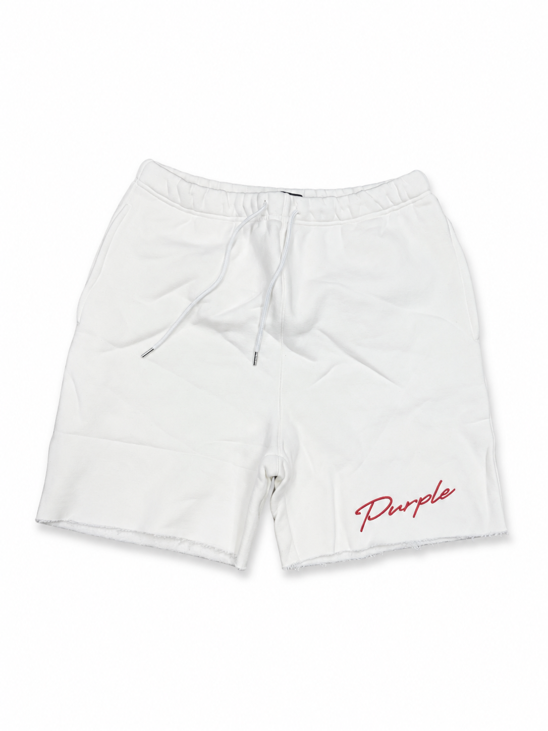 Purple heavy fleece shorts white