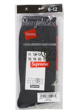 Supreme x MM6 Maison Margiela Hanes Socks