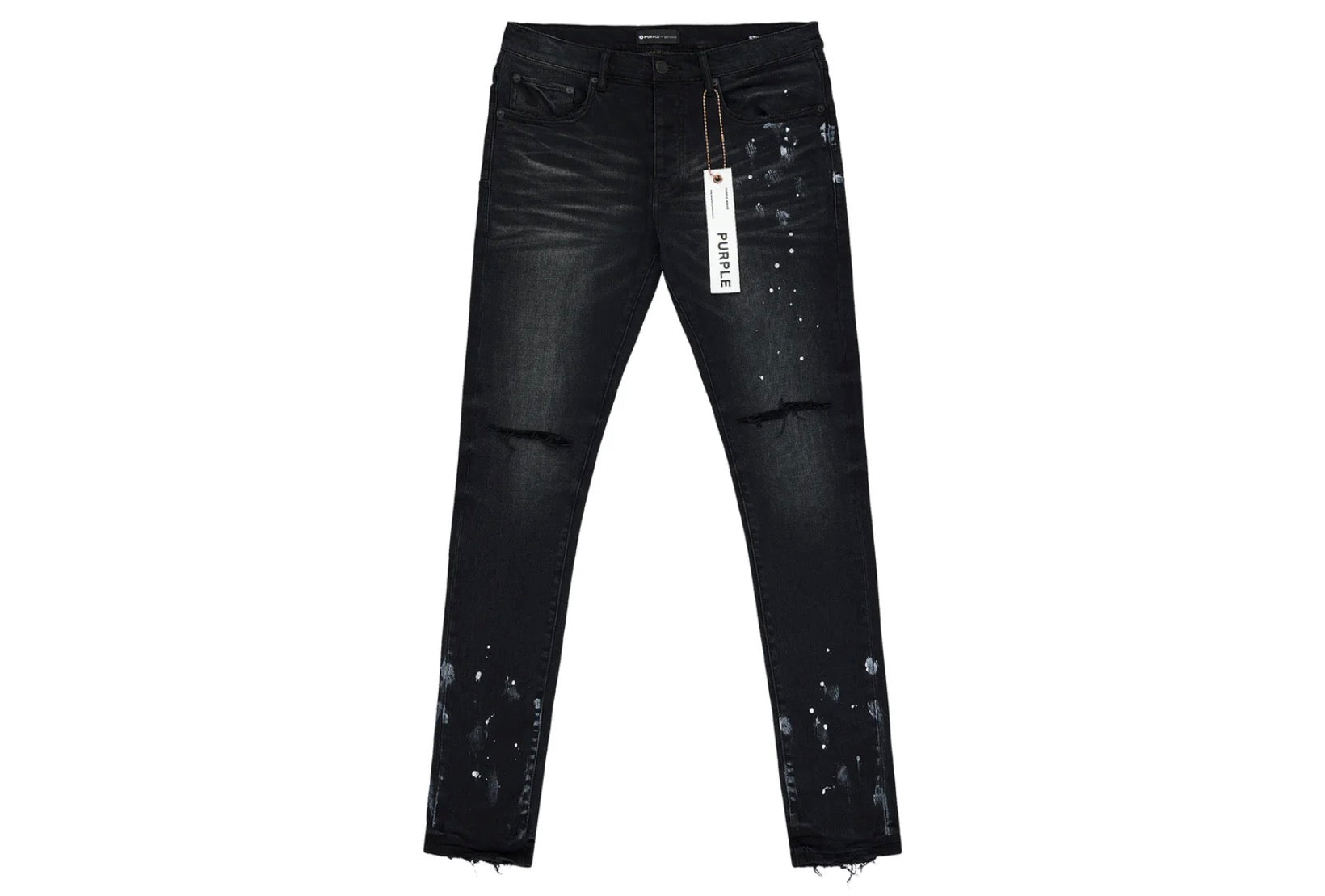 Purple Jeans Black Resin Knee Slit Black