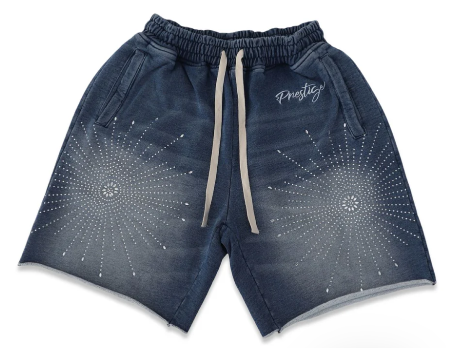 Prestige Star Rhinestone Shorts Blue