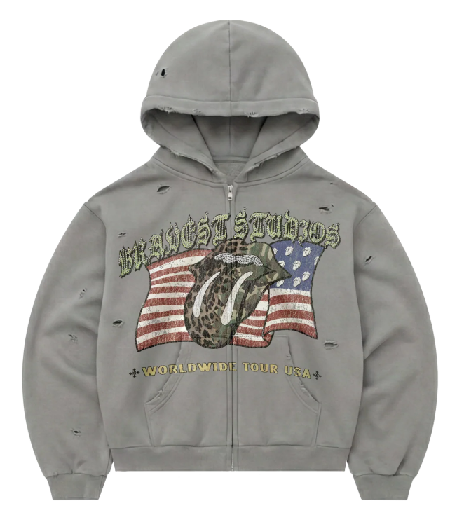 Bravest Studios Tour Zip Up Hoodie Grey
