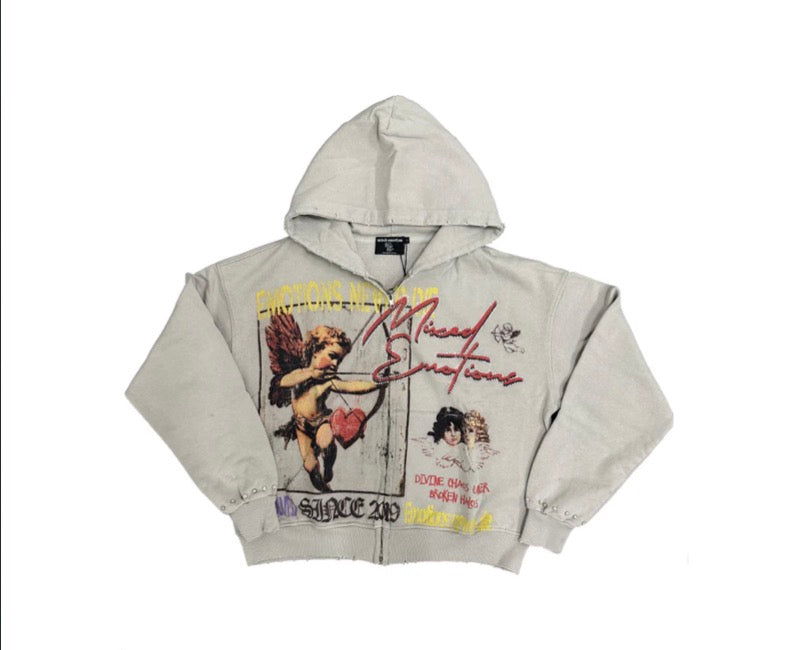 Mixed Emotions Broken Halo Hoodie Grey