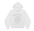 Sp5der OG Rhinestone Logo Hoodie White