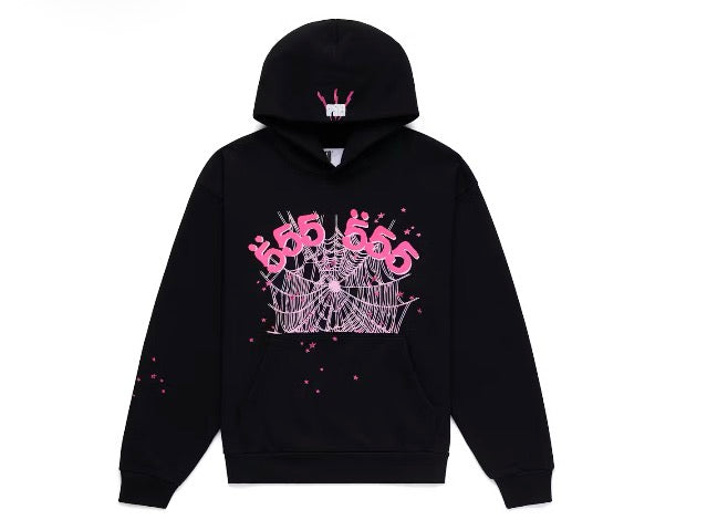 Sp5der Angel Number Hoodie Black