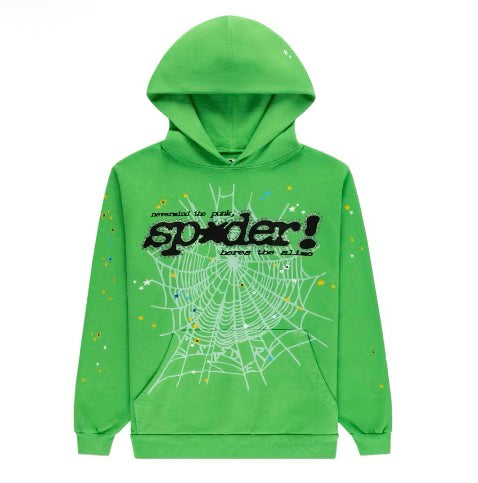 Sp5der Punk V2 Rhinestone Hoodie Slime Green