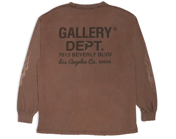 Gallery Dept. Flames Long Sleeve Tee Brown