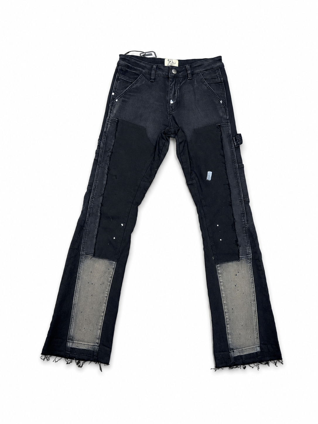 triple sevens flared denim black