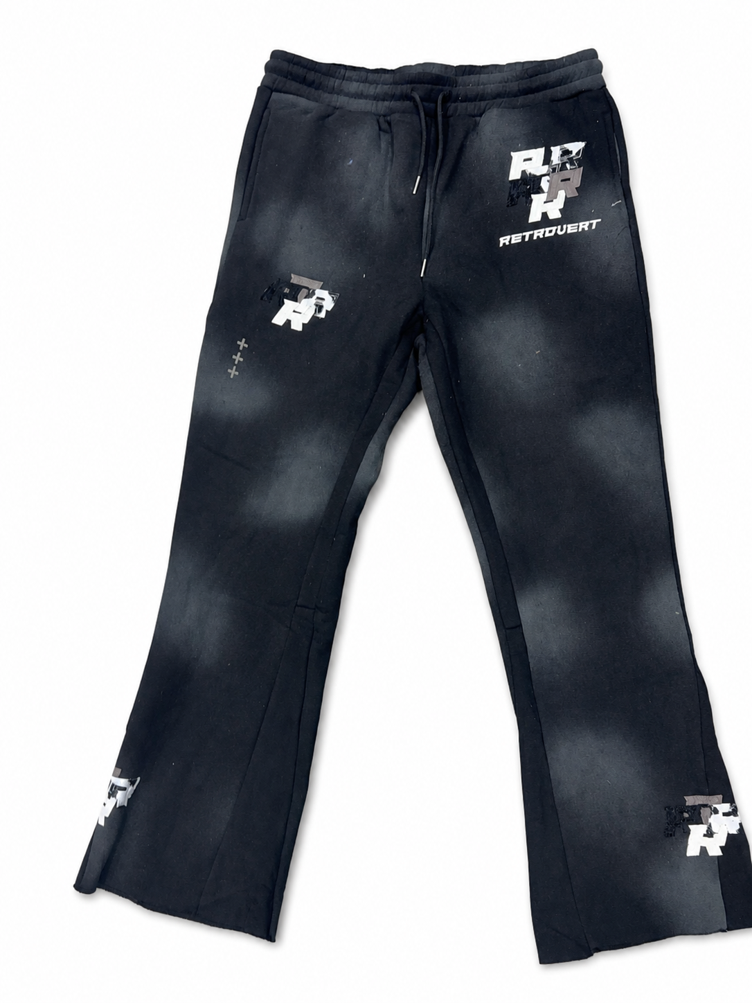 Retro vert black washed flare pants