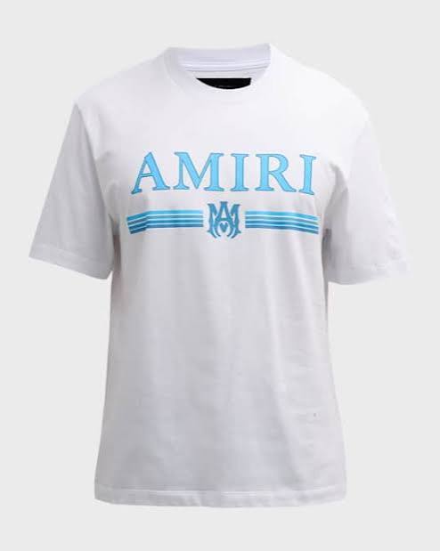 amiri bar tee blue and white