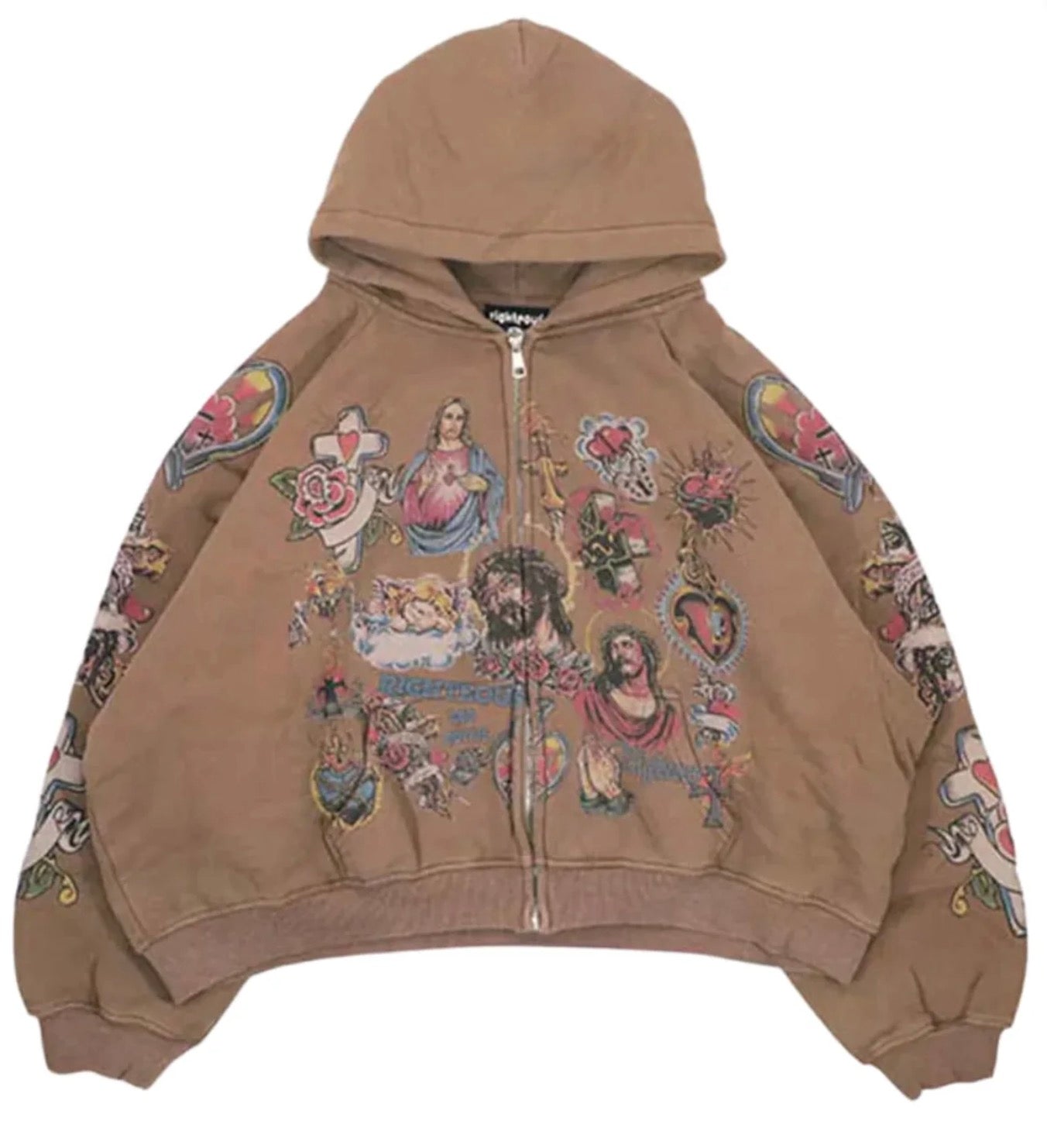 Righteous Risen King Zip Up Hoodie Brown
