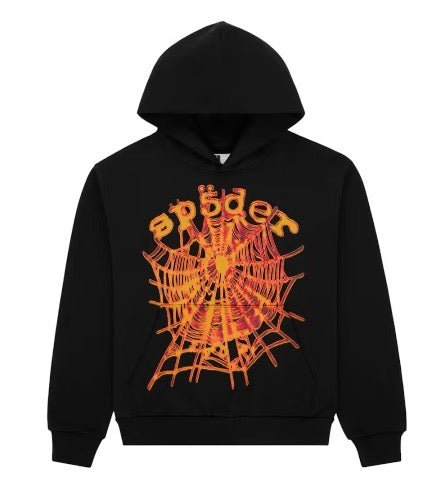 Sp5der Flame Web OG Hoodie Black