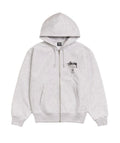 Stussy World Tour Zip Up Hoodie Grey