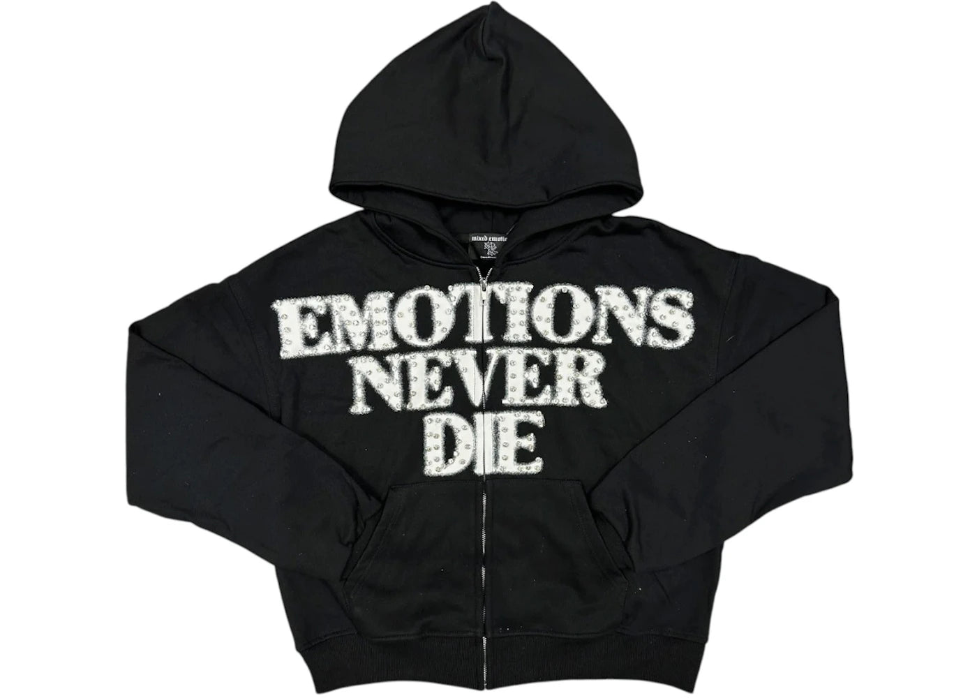 Mixed Emotions End Rhinestone Hoodie Black