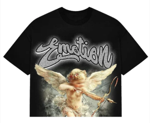 Mixed Emotions Cupid Rhinestone Tee Black