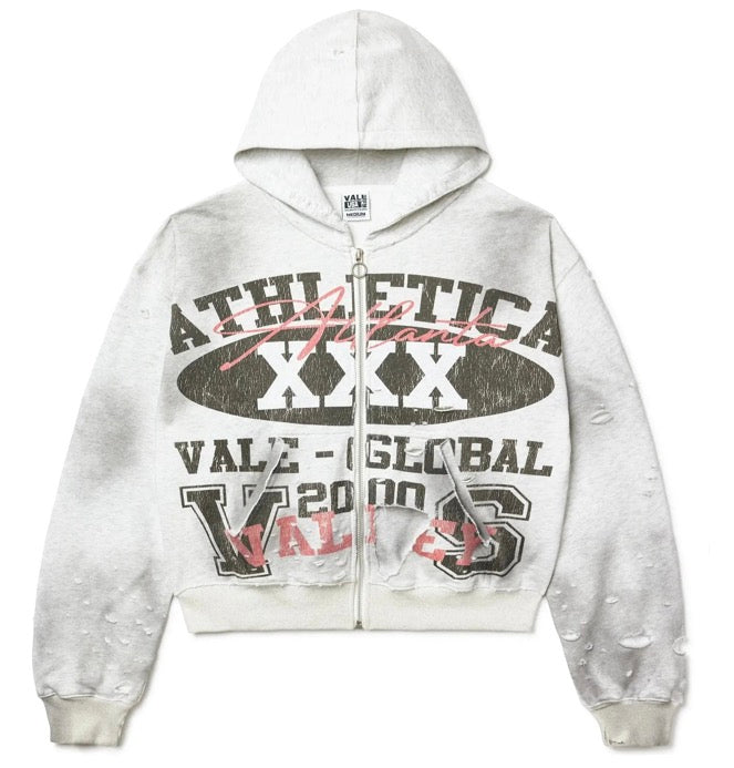 Vale Forever Zip Up Athletica XXX Hoodie Heather Grey