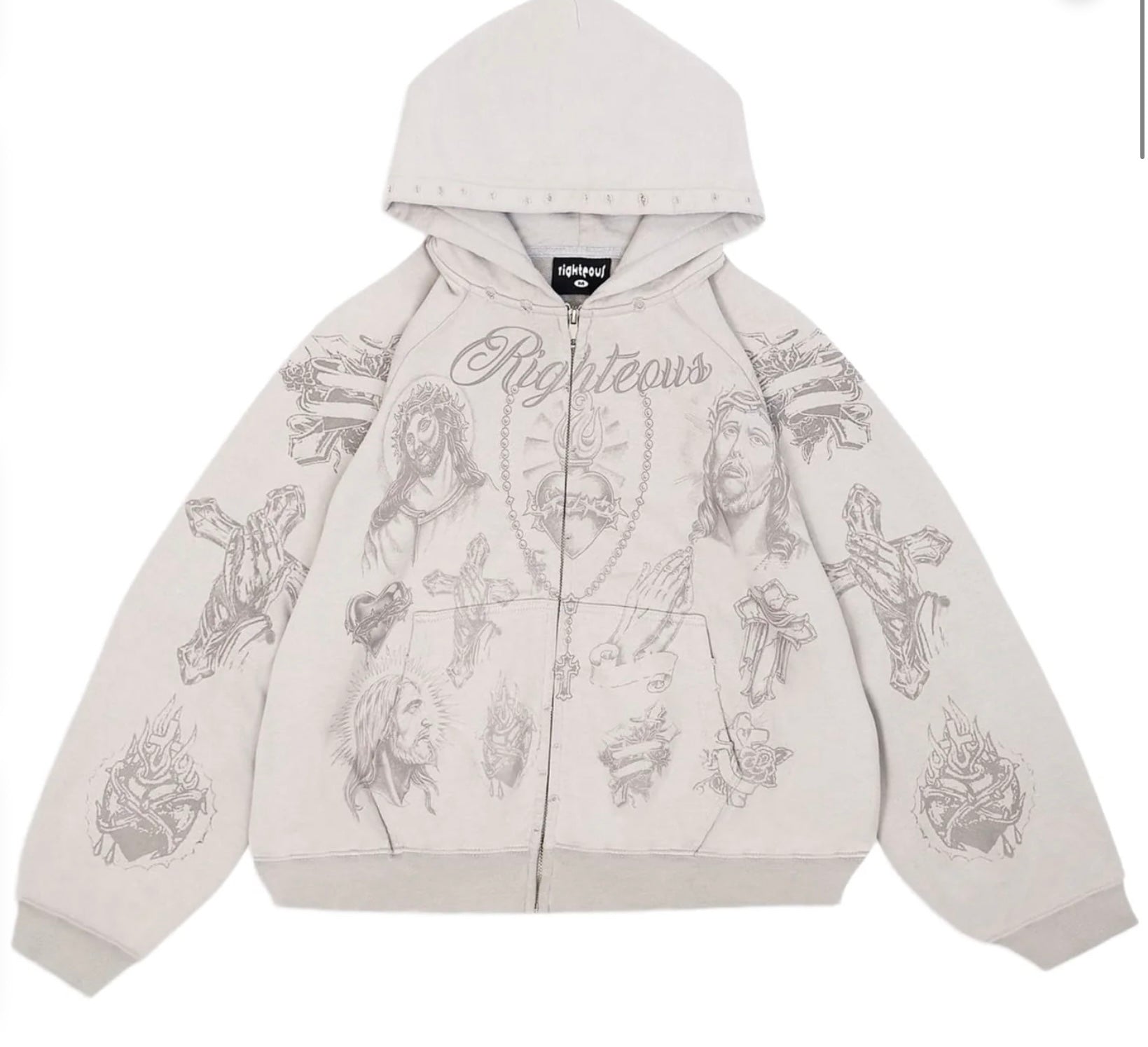 Righteous Tatted Believer Zip Up Heather Grey