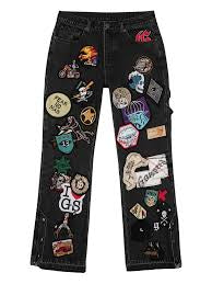 patchwork five-pocket jeans